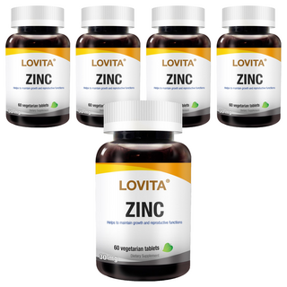 Lovita 螯合鋅 30毫克 膳食補充劑, 60顆, 36g, 5罐