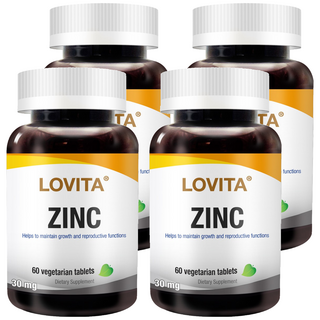 Lovita 螯合鋅 30毫克 膳食補充劑, 60顆, 36g, 4罐