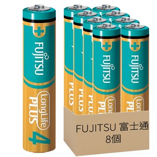 FUJITSU 富士通 長效型4號鹼性電池 LP03LP Set 日本製造 10年保存 防漏液技術, 8個裝, 1盒