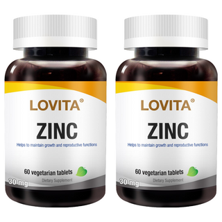 Lovita 螯合鋅 30毫克 膳食補充劑, 60顆, 36g, 2罐