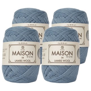 Yonil纖維羔羊毛Maison毛線, 36藍灰色, 4個