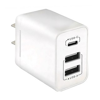 Dr.AV 三孔 3.1A USB充電器, Type C & USB A, 智能分流, 1個, iPad, iPhone, Android