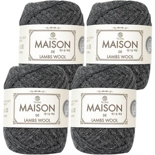 Yonil纖維羔羊毛Maison毛線, 47深灰色, 4個