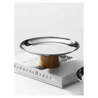 快豹生活簡約金屬高腳托盤 金屬托盤點心盤 高腳設計 簡約時尚, 小, 銀色