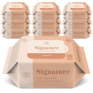 코멧 저자극 시그니처 아기물티슈 엠보싱 리필형 더마테스트 인증, 10팩, 100매, 55g