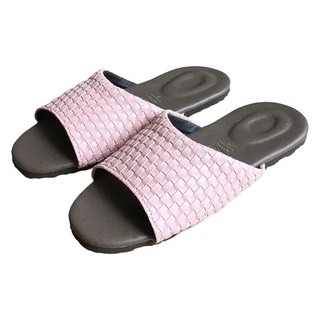 iSlippers 風格系列 編織紋皮質室內拖鞋 聚氨酯 聚氯乙烯 橡膠材質 台灣產, M(25cm), 粉色, 1雙