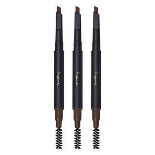 眉筆附滾刷 HL-0309 雙頭設計 自然持久 輕鬆勾勒眉型, 棕色, 3支