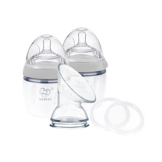 haakaa 第三代多功能哺餵基礎款3 in 1, 160ml 矽膠奶瓶, 集乳喇叭吸盤, 矽膠瓶蓋, 鐵灰色, 1組