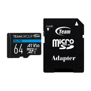 TEAMGROUP 十銓 4K專用高速記憶卡 MicroSDXC 64G UHS-I U3 ELITE A1 含轉卡, 64GB, 1個