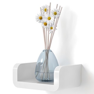 YLIVING 現代免釘置物架, 白色, 1層