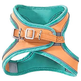 麂皮拼接背心牽引繩, 1個, 綠色 + 橘色