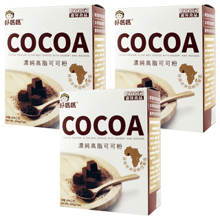 FAIRSEN 惠昇食品 好媽媽 濃純高脂可可粉 無添加砂糖 含膳食纖維 採用非洲迦納豆 可製作飲料、冰淇淋, 3盒, 200g