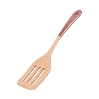 木質生活 原木鍋鏟/煎匙 CK002 漏鏟 30.5cm, 紅柄, 1個