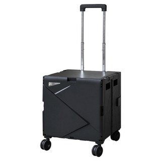 TRUELIFE 純色摺疊購物車, 超耐重達60kg, 5秒收納, 53L超能裝, 伸縮調節拉桿, 黑色, 1個