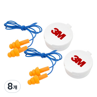 3M 可重複使用帶繩耳塞 橘色, 8個, 1副