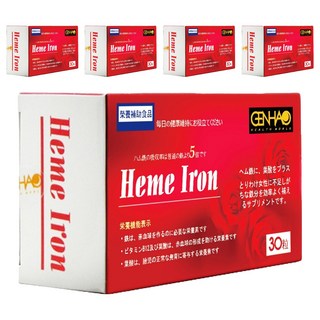 菁禾GENHAO 血紅素鐵軟膠囊 - 日本製造 女性設計 補充鐵質, 30顆, 5盒