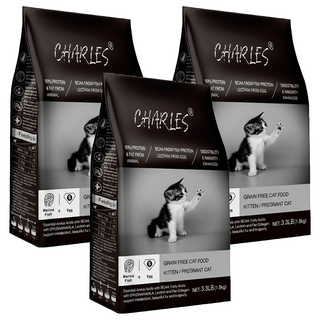 CHARLES 查爾斯 無穀幼母貓糧, 深海鮮魚 + 雙鮮凍乾(鮮雞肉 + 鮮鱉蛋), 1.5kg, 3袋
