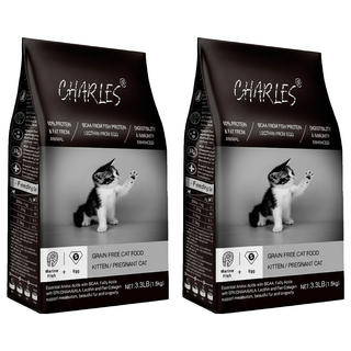 CHARLES 查爾斯 無穀幼母貓糧, 深海鮮魚 + 雙鮮凍乾(鮮雞肉 + 鮮鱉蛋), 1.5kg, 2袋