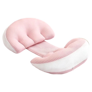 好眠貝殻枕 多功能U型托腹抱枕 送輔助枕 孕期緩解腰腹部壓力 產後可做哺乳枕使用 帶娃使用360度包圍防墜落 可拆解當作靠枕使用, 玫瑰粉