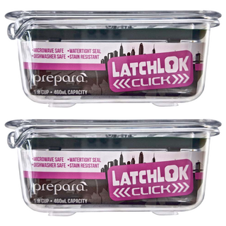 prepara 沛樂生活 Latchlok CLICK系列 TRITAN保鮮盒 2號 微波爐適用 防漏 耐污, PPR03-00094G 橄欖綠 460ml, 2個