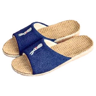 AXIS 艾克思 小兔亞麻透氣輕巧防滑親子室內拖鞋, 深藍色, 1雙