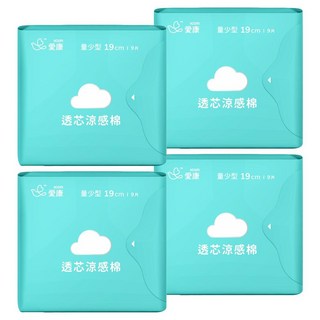 icon 愛康 涼感衛生棉，精油成分，七層結構 0.2毫米, 量少型(19cm), 9片, 4包