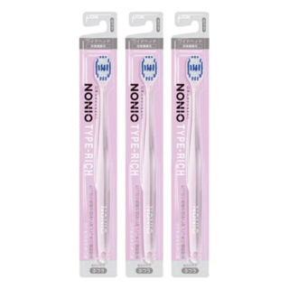 LION 獅王 NONIO 細柔按摩寬版牙刷 濃密超級細毛, 1入, 3支