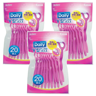 EBISU惠百施 Daily Y型牙線棒 紫色, 20個裝, 3包, 10cm