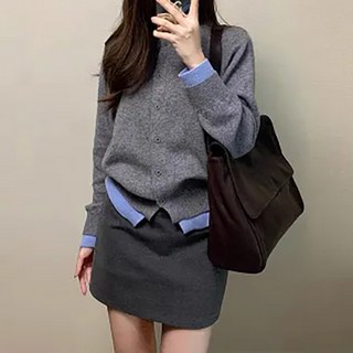 LUNA GIRL 女性假兩件式針織開襟衫 L25FC070303