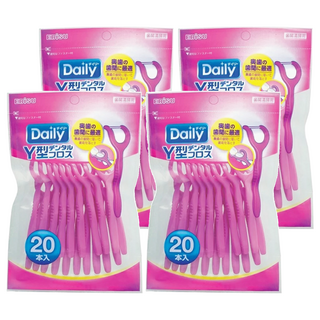 EBISU惠百施 Daily Y型牙線棒 紫色, 20個裝, 4包, 10cm