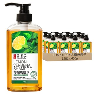 SOAPBERRY 古寶無患子 深層潔淨洗髮精華露 檸檬馬鞭草, 450g, 12瓶