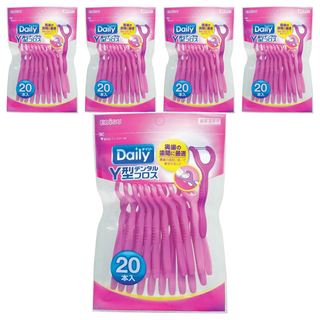 EBISU惠百施 Daily Y型牙線棒 紫色, 20個裝, 5包, 10cm