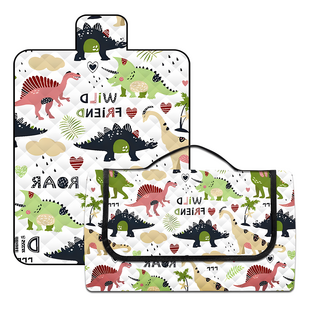 超聲波三層厚防水野餐墊, 恐龍世界, 150 x 200cm