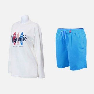 VENDIS 男士夏威夷長袖防磨衣上衣 C264 + 素色沙灘褲 A105 套裝