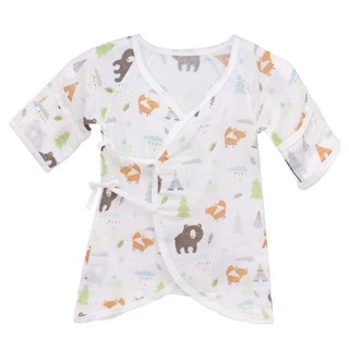 OhBabyLying 包手款 嬰兒服 蝴蝶紗布衣 棕色熊熊 FREE SIZE