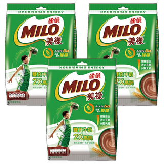 MILO 美祿 雙倍牛奶2X高鈣 可可麥芽飲品，活力維生素B群，無添加香料、色素、防腐劑, 30g, 14包, 3袋