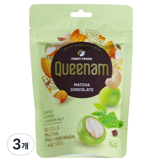 Queenam 抹茶巧克力球 杏仁腰果, 75g, 3個
