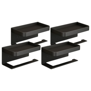 FAmILyLIFE 生活 航太鋁免打孔捲筒衛生紙置物架 免釘膠 無痕貼款 A-231-BK, 極簡黑, 4個