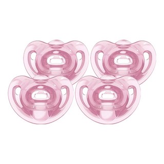 NUK SENSITIVE全矽膠安撫奶嘴 一般型 不含BPA 搭配奶嘴盒可加水微波消毒, 6個月以上, 粉色, 4個
