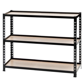 AMOS 免螺絲角鋼木板貨架 106 x 46 x 85cm 黑色 收納置物架, 3層