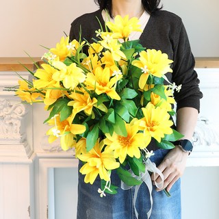 조아트 조화 기념일 선물 성묘 산소 꽃다발 다알리아 데이지 세트, 옐로우, 1세트
