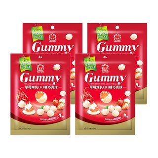 義美 QQ糖巧克球 三角包 草莓煉乳, 160g, 4袋
