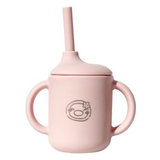 PUKU 藍色企鵝 午茶三用矽膠吸管學習杯 杯身11 x 高9.5cm 吸管長13.8 X 直徑6cm 6個月以上, 120ml, 1個, 草莓