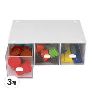comet 家用桌上型迷你抽屜式收納盒 3格, 白色, 3個