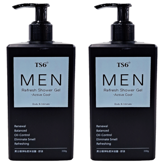 TS6 男士極淨私密沐浴露 舒涼 清潔肌膚 平衡油脂 消除異味, 330g, 2瓶