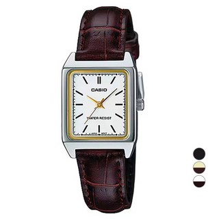 CASIO 卡西歐 女款方形皮革指針腕錶