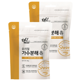 옵티펫 전연령 반려동물 오리얼 가수분해 츄 간식, 새우, 90g, 2개