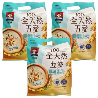 QUAKER 桂格 全天然五麥 嚴選十六 無添加糖 10包, 220g, 3袋