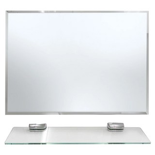 雙手萬能 歐式精品橫向除霧鏡 附平台 + 平台夾 600x450mm 台灣製造, 銀色