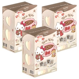 明基健康生活 幸福物語 奶霜樂園 成人平面醫用口罩 未滅菌, 奶油泡芙, 50片, 3盒